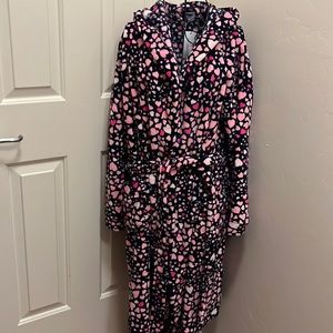 New Tags Vera Bradley Love You Lots Heart Print Fleece Hooded Bath Robe S M